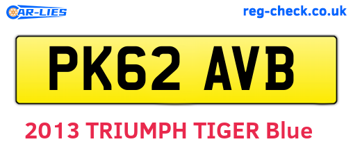 PK62AVB are the vehicle registration plates.