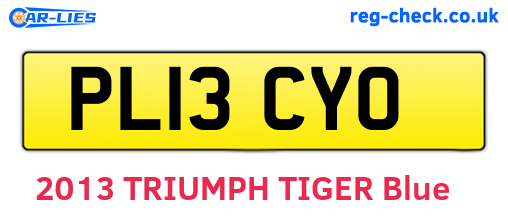 PL13CYO are the vehicle registration plates.