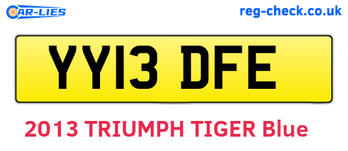 YY13DFE are the vehicle registration plates.