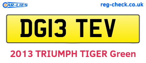 DG13TEV are the vehicle registration plates.