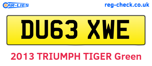 DU63XWE are the vehicle registration plates.