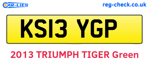 KS13YGP are the vehicle registration plates.
