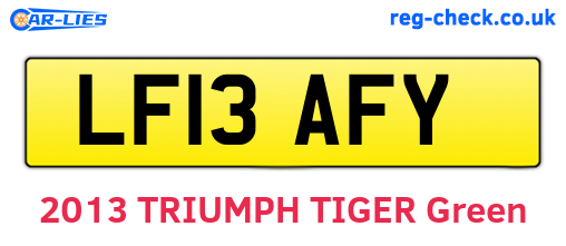 LF13AFY are the vehicle registration plates.