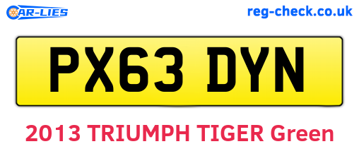 PX63DYN are the vehicle registration plates.