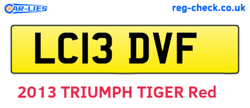 LC13DVF are the vehicle registration plates.