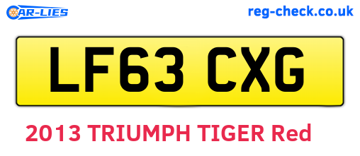 LF63CXG are the vehicle registration plates.