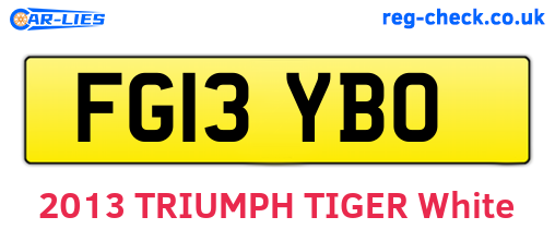 FG13YBO are the vehicle registration plates.