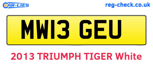 MW13GEU are the vehicle registration plates.