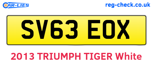 SV63EOX are the vehicle registration plates.