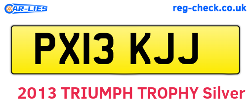 PX13KJJ are the vehicle registration plates.