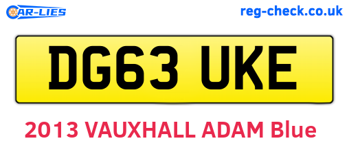 DG63UKE are the vehicle registration plates.
