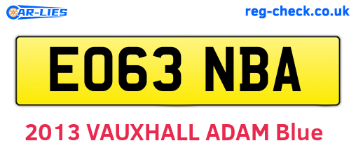 EO63NBA are the vehicle registration plates.
