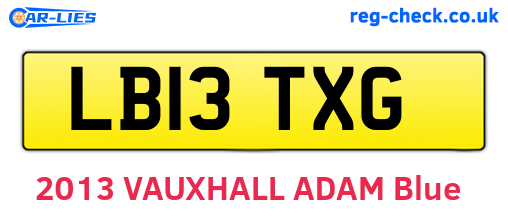 LB13TXG are the vehicle registration plates.