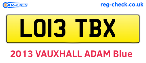 LO13TBX are the vehicle registration plates.
