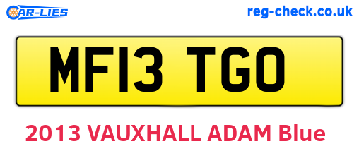 MF13TGO are the vehicle registration plates.