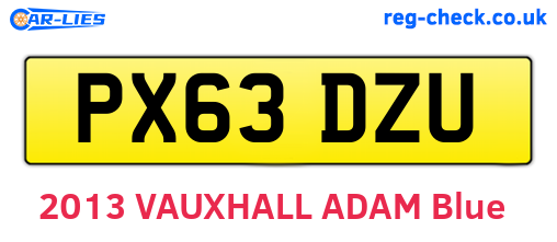 PX63DZU are the vehicle registration plates.