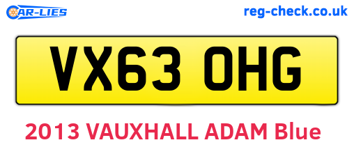 VX63OHG are the vehicle registration plates.
