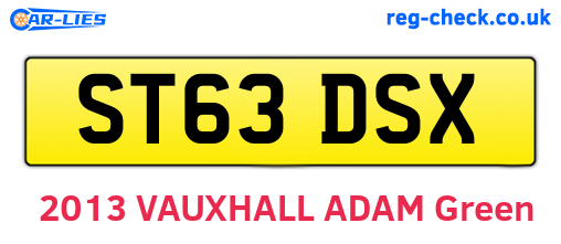 ST63DSX are the vehicle registration plates.
