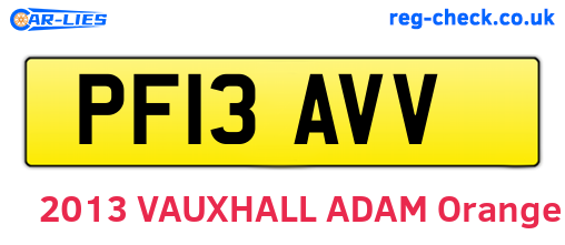 PF13AVV are the vehicle registration plates.