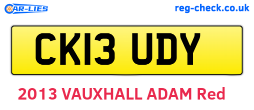 CK13UDY are the vehicle registration plates.