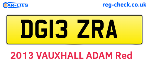 DG13ZRA are the vehicle registration plates.
