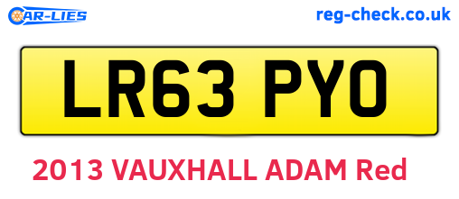 LR63PYO are the vehicle registration plates.