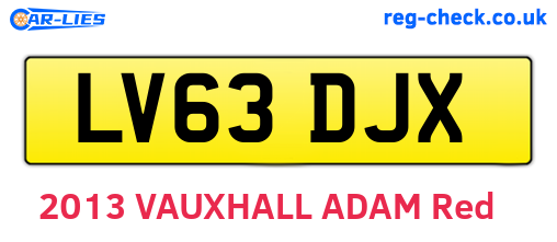 LV63DJX are the vehicle registration plates.