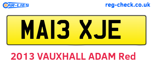 MA13XJE are the vehicle registration plates.