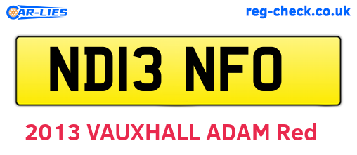 ND13NFO are the vehicle registration plates.