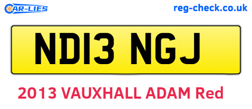 ND13NGJ are the vehicle registration plates.