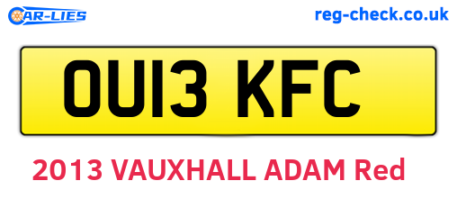 OU13KFC are the vehicle registration plates.