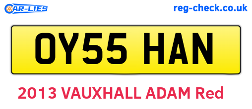 OY55HAN are the vehicle registration plates.
