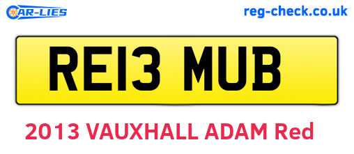 RE13MUB are the vehicle registration plates.