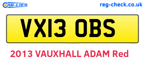 VX13OBS are the vehicle registration plates.