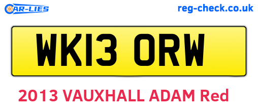WK13ORW are the vehicle registration plates.