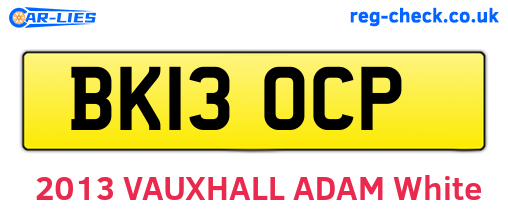BK13OCP are the vehicle registration plates.