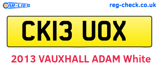 CK13UOX are the vehicle registration plates.