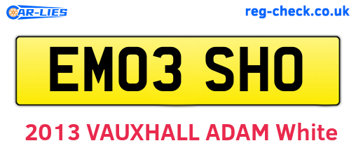 EM03SHO are the vehicle registration plates.