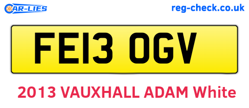 FE13OGV are the vehicle registration plates.