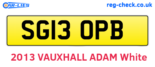 SG13OPB are the vehicle registration plates.