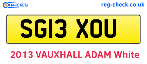 SG13XOU are the vehicle registration plates.