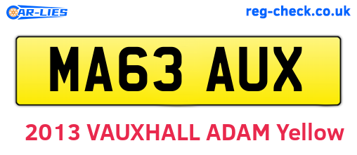 MA63AUX are the vehicle registration plates.