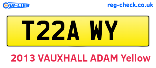T22AWY are the vehicle registration plates.