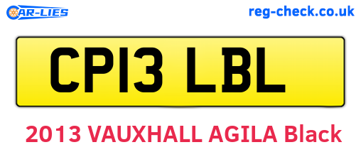 CP13LBL are the vehicle registration plates.