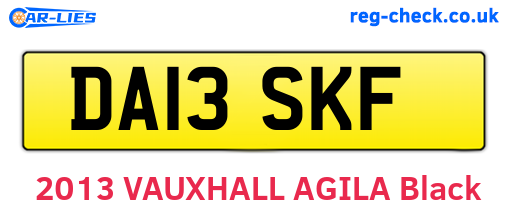 DA13SKF are the vehicle registration plates.