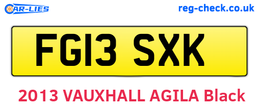 FG13SXK are the vehicle registration plates.