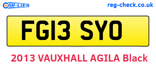 FG13SYO are the vehicle registration plates.