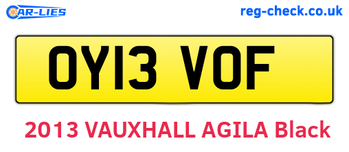 OY13VOF are the vehicle registration plates.