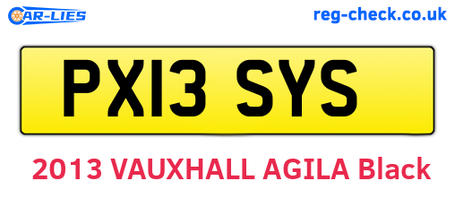 PX13SYS are the vehicle registration plates.