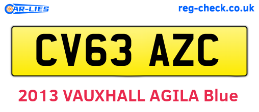 CV63AZC are the vehicle registration plates.